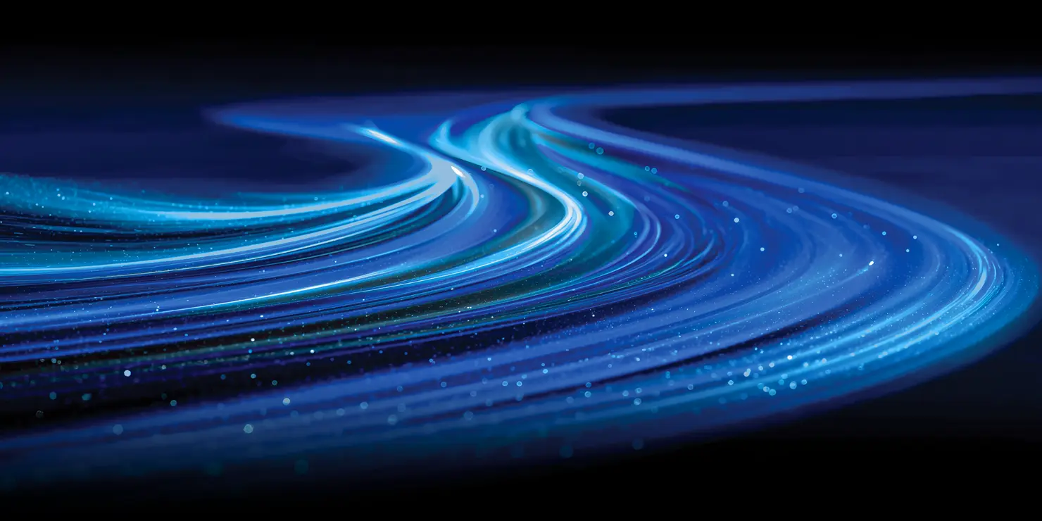 Graphical illustration of a blue digital wave