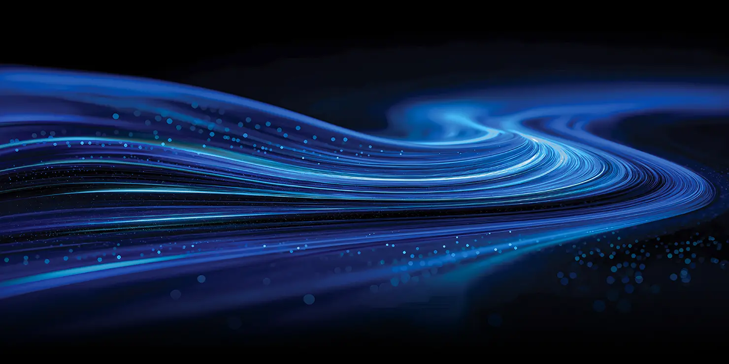 Graphical illustration of a blue digital wave