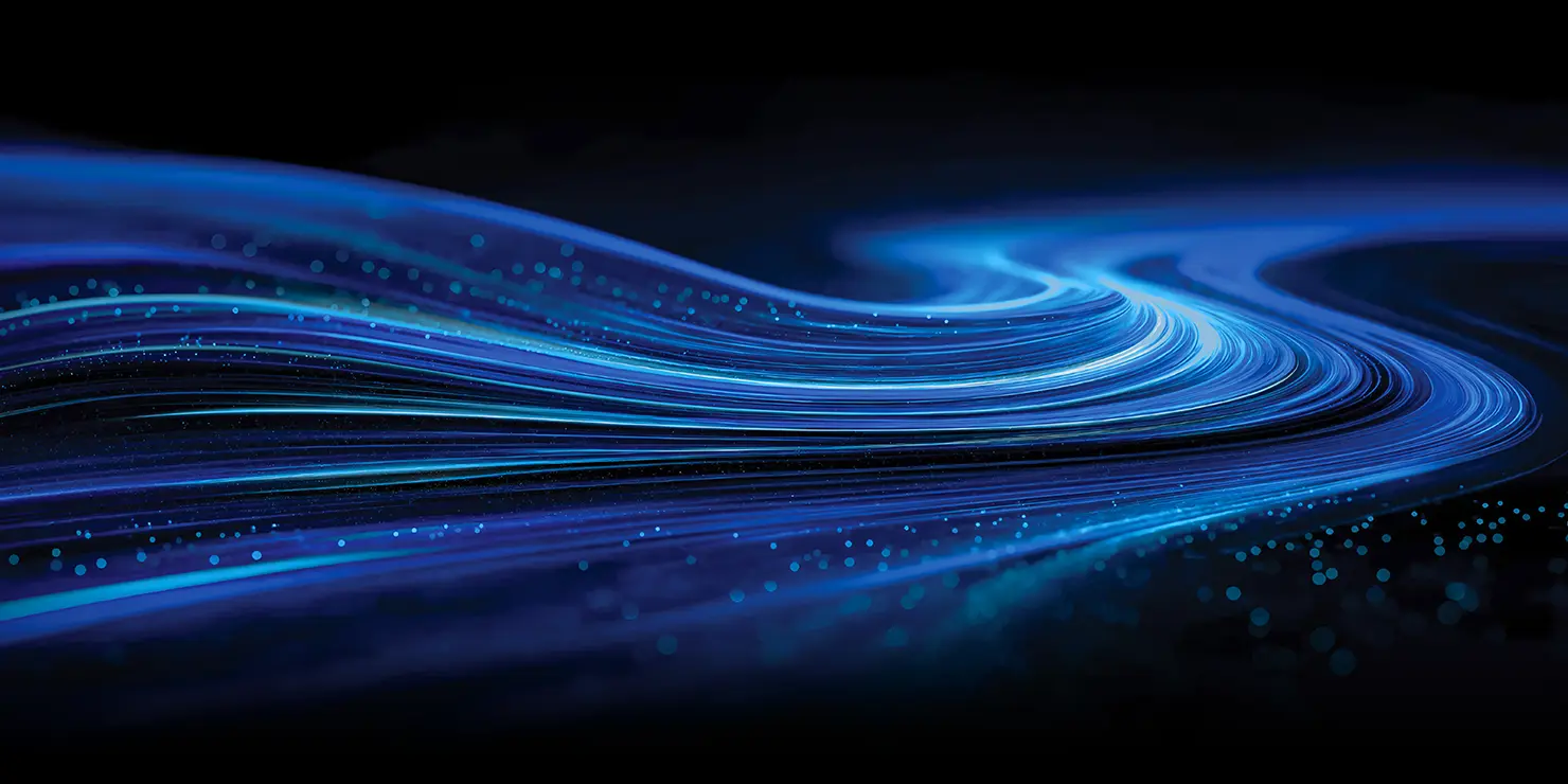 Graphical illustration of a blue digital wave